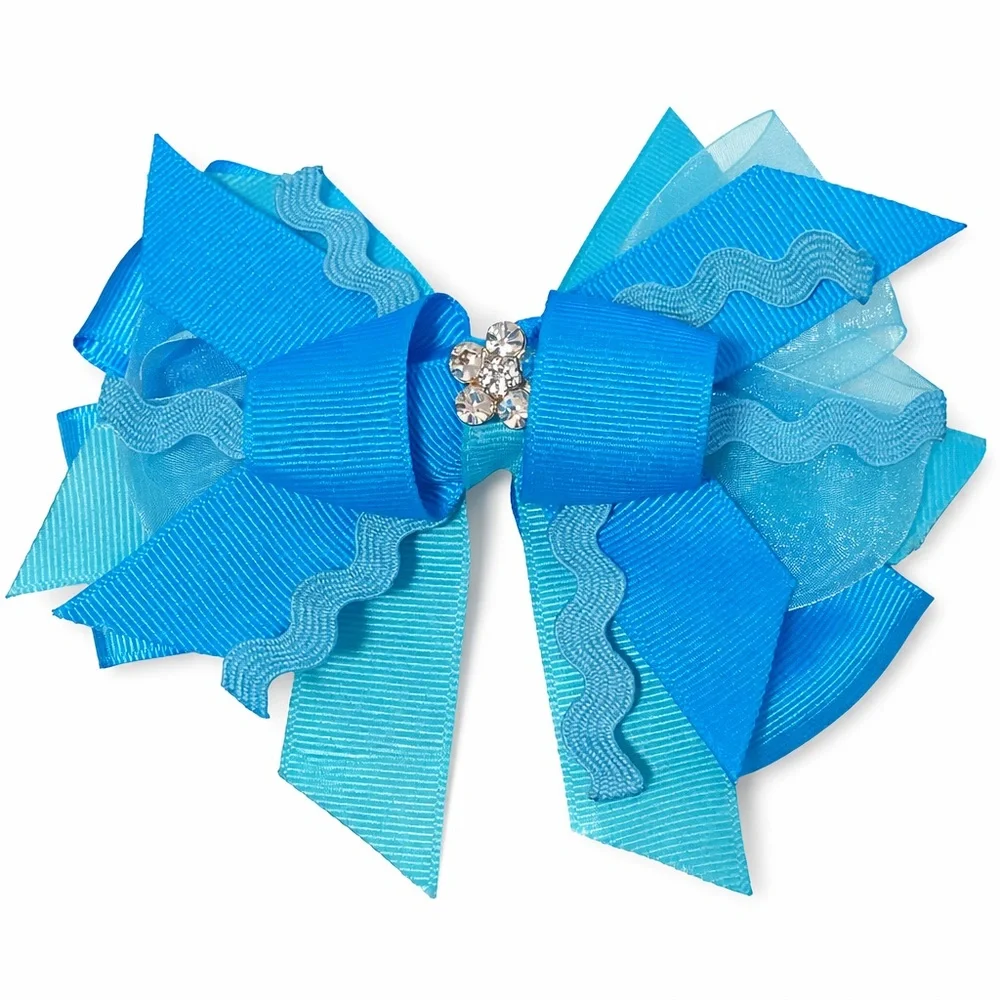 Handcrafted Unique Little‎ Girls Hair Blue Blue Crystal Flower One Size